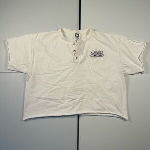 VTG cotton deluxe Nashville Tennessee cropped Henley short sleeve shirt size XL